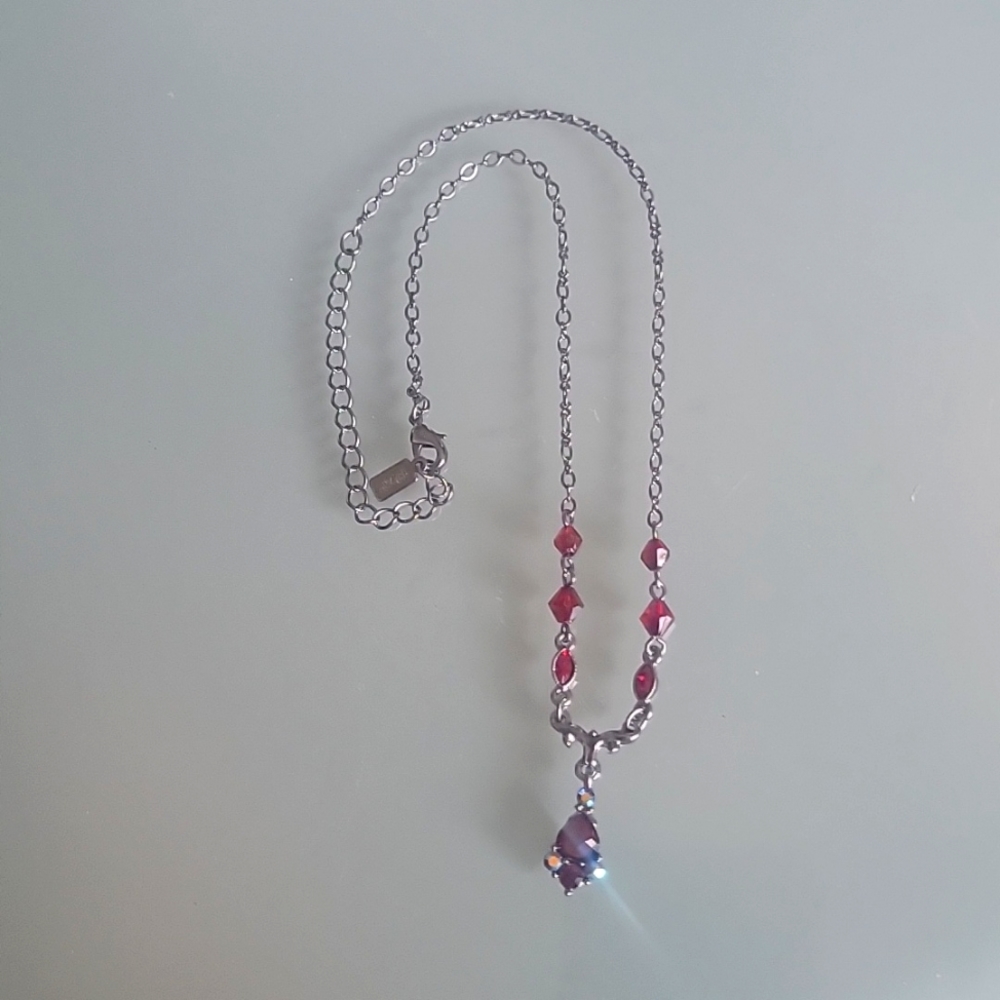 Deco Flare Crystal Drop Pendant Necklace 18" by 1928 JEWELRY